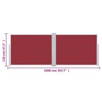 vidaXL Auvent latéral rétractable Rouge 120 x 1000 cm
