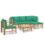 vidaXL Salon de jardin 6 Pièces avec coussins vert bambou