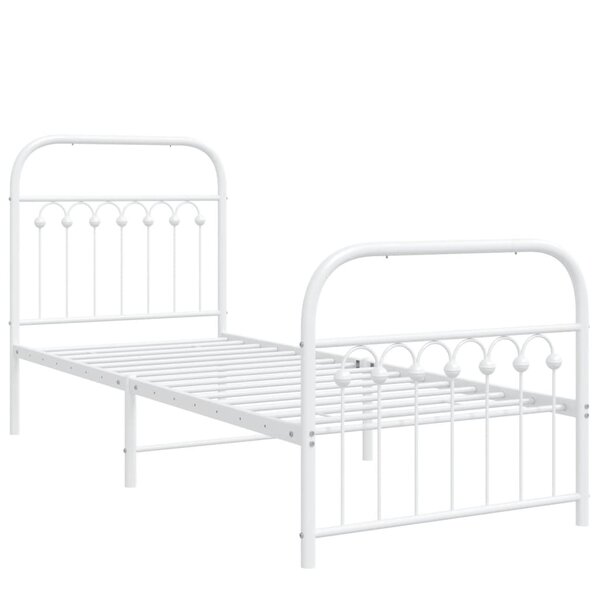 vidaXL Cadre de lit métal avec tête de lit/pied de lit blanc 75x190 cm