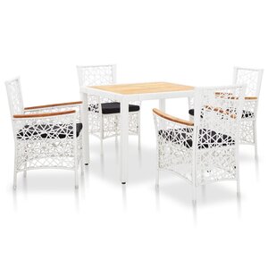 vidaXL Salon de jardin 5 Pièces résine tressée blanc
