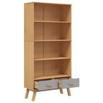 vidaXL Bibliothèque à 4 niveaux OLDEN gris marron bois de pin massif