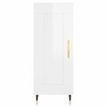 vidaXL Buffet haut Blanc brillant 34 5x34x180 cm Bois d'ingénierie