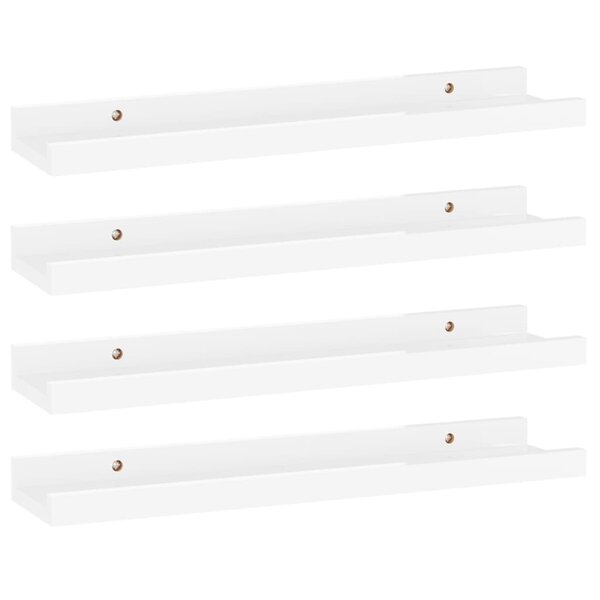 vidaXL Étagères murales 4 Pièces Blanc brillant 40x9x3 cm