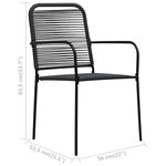 vidaXL Chaises de jardin lot de 2 Corde en coton et acier Noir