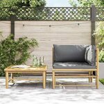 vidaXL Salon de jardin 2 Pièces avec coussins gris foncé Bambou