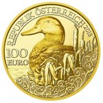 Pièce de monnaie 100 euro Autriche 2018 or BE – Canard colvert