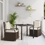 vidaXL Ensemble de Salle à Manger de Jardin de 3 Pièces Marron Poly Rattan