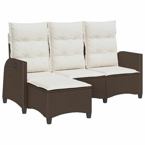 vidaXL Canapé de jardin inclinable coussins forme L marron polyrotin