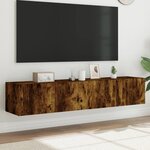 vidaXL Meubles TV muraux et lumières LED 2Pièces chêne fumé 80x35x31 cm