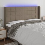 vidaXL Tête de lit à LED Taupe 183x16x118/128 cm Tissu