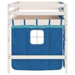 vidaXL Lit mezzanine enfants et rideaux bleu 90x200cm bois pin massif
