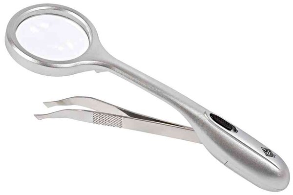 Pince à épiler avec loupe 'Trizette' 32 mm avec lumière LED WEDO