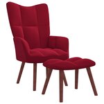 vidaXL Chaise de relaxation avec repose-pied Rouge bordeaux Velours