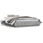 vidaXL Cadre de lit avec lumières LED gris béton 150x200 cm