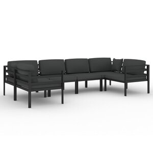 Salon de jardin meuble d'extérieur ensemble de mobilier 6 pièces avec coussins aluminium anthracite 02_0016631