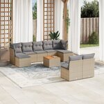 vidaXL Salon de jardin et coussins 10 Pièces mélange beige résine tressée