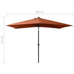 vidaXL Parasol avec LED et mât en acier Terre cuite 2x3 m