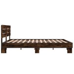 vidaXL Cadre de lit chêne fumé 160x200 cm bois d'ingénierie et métal