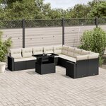 vidaXL Salon de jardin 11 Pièces avec coussins noir résine tressée