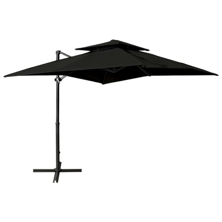 vidaXL Parasol déporté à double toit 250x250 cm Noir