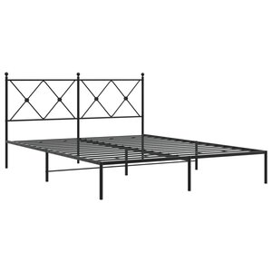 vidaXL Cadre de lit métal avec tête de lit noir 150x200 cm