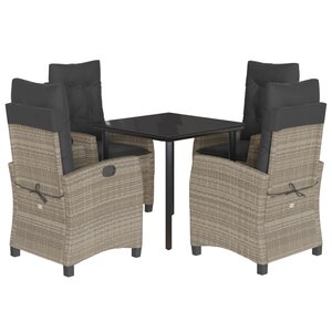 vidaXL Ensemble à manger de jardin et coussins 5 Pièces gris clair rotin