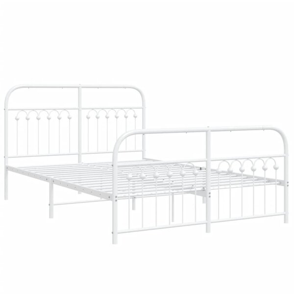 vidaXL Cadre de lit métal avec tête de lit/pied de lit blanc 140x190cm