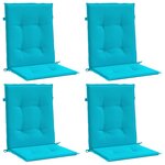 vidaXL Coussins de chaise à dossier bas lot de 4 turquoise tissu