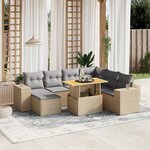 vidaXL Salon de jardin avec coussins 8 Pièces beige résine tressée