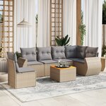 vidaXL Salon de jardin avec coussins 7 Pièces beige résine tressée