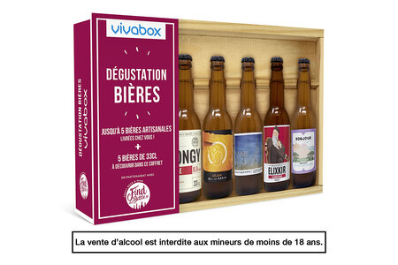 Coffret cadeau - VIVABOX - Coffret bières : 5 bières incluses + 1 bon d'achat