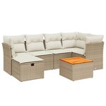 vidaXL Salon de jardin avec coussins 7 Pièces beige résine tressée