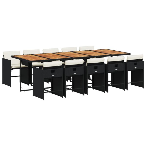 vidaXL Ensemble à manger de jardin 11 Pièces coussins noir résine tressée