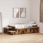 vidaXL Cadre de lit en chêne fumé 90x200 cm