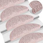 vidaXL Tapis de marches d'escalier 15 Pièces Rose clair 65x21x4 cm