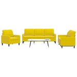 vidaXL Ensemble de canapés 3 Pièces avec coussins Jaune Velours