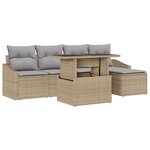 vidaXL Ensemble de 6 canapés de jardin avec coussins beige en poly rattan