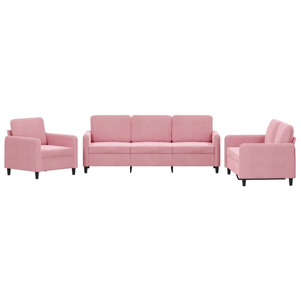 vidaXL Ensemble de canapés 3 Pièces rose velours