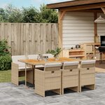 vidaXL Ensemble à manger de jardin et coussins 7 Pièces beige poly rotin