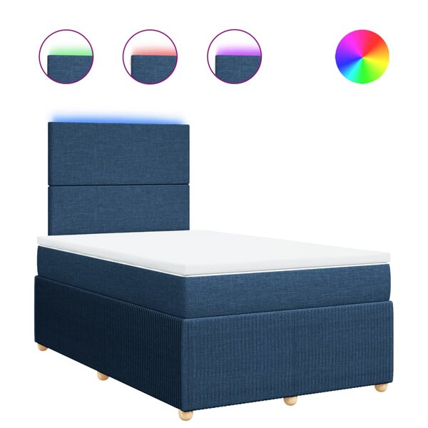 vidaXL Sommier à lattes de lit avec matelas Bleu 120x200 cm Tissu