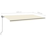 vidaXL Auvent automatique et capteur de vent et LED 6x3 5 m Crème