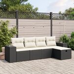 vidaXL Salon de jardin 5 Pièces avec coussins noir résine tressée