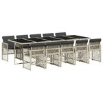 vidaXL Ensemble à manger de jardin 11Pièces avec coussins gris poly rotin