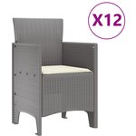 Ensemble de salle à manger de jardin de 13 pièces vidaXL avec coussins gris clair en poly rotin