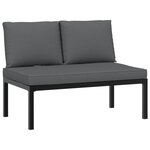 vidaXL Salon de jardin 3 Pièces avec coussins noir aluminium