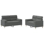 vidaXL Ensemble de canapés 2 Pièces coussins gris foncé tissu