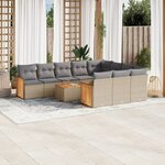 vidaXL Salon de jardin 11 Pièces avec coussins beige résine tressée