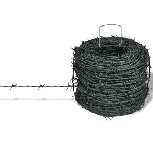 vidaXL Fil de fer barbelé d'enchevêtrement rouleau vert 100 m
