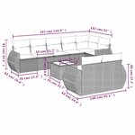 vidaXL Salon de jardin 9 Pièces avec coussins gris clair résine tressée
