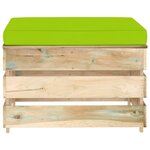 vidaXL Pouf sectionnel avec coussin Bois imprégné de vert